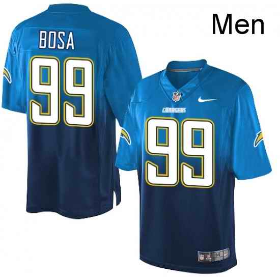 Men Nike Los Angeles Chargers 99 Joey Bosa Elite Electric BlueNavy Fadeaway NFL Jersey